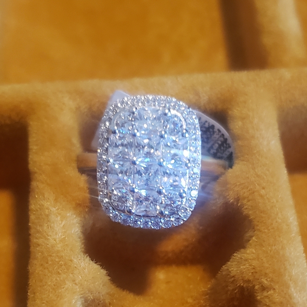 Silver Tone Ring with CZ's
